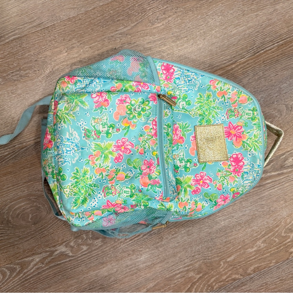 Lilly Pulitzer Disney Floral Backpack with Gold Accents